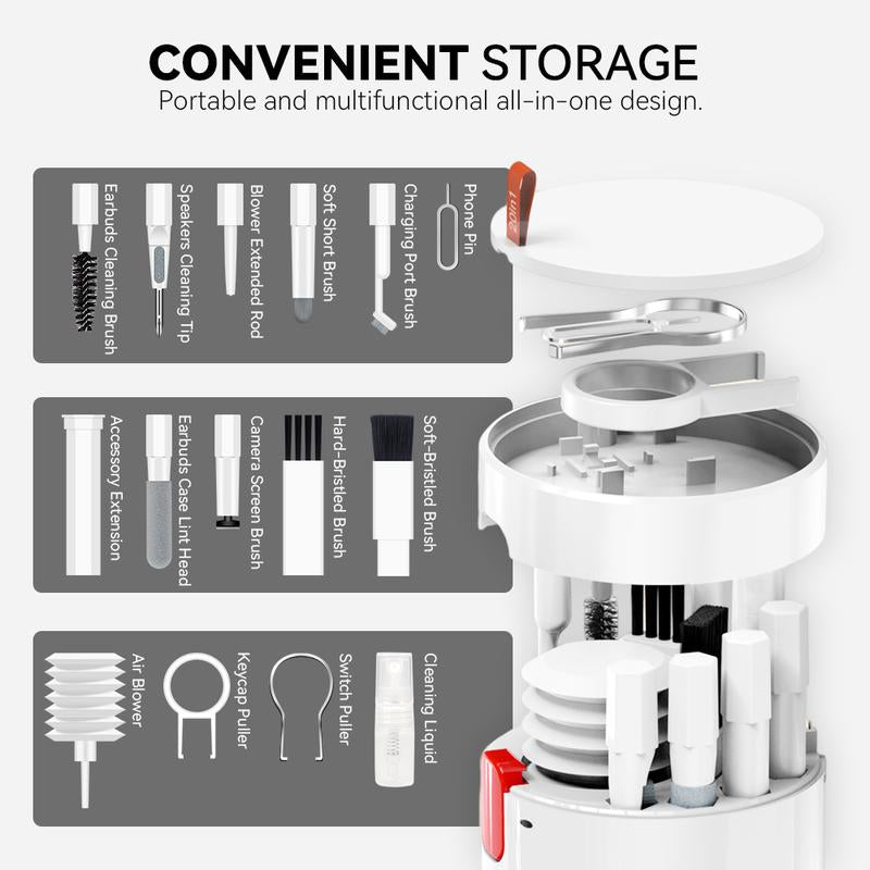 OPUSPORT|20 in 1 Smartphone Cleaner Kit for Electronic Devices, Multifunctional Keyboard Cleaning Brush, Headphones Cleaner Kit for Airpods, Multi-Tool for Cleaning Laptop, Keyboard, Earbuds, Camera, Cellphones