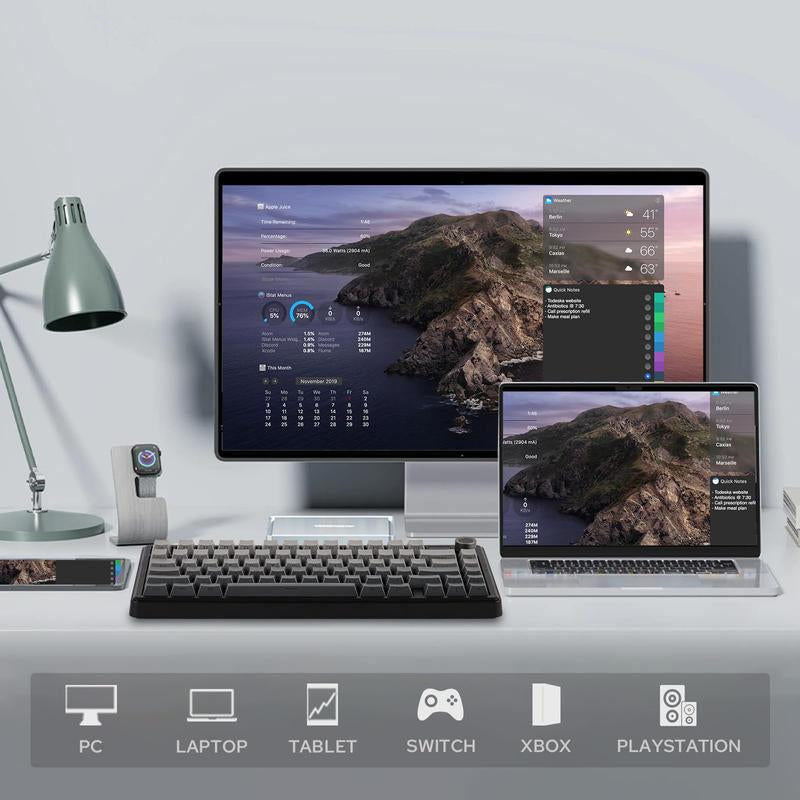 Aula F75 MAX Wireless Mechanical Keyboard with TFT Screen and Knob, Gasket Gaming Keyboard in 75% Layout, Hot Swappable, RGB Backlight, for Pc/Mac/Linux (Reaper Switch)