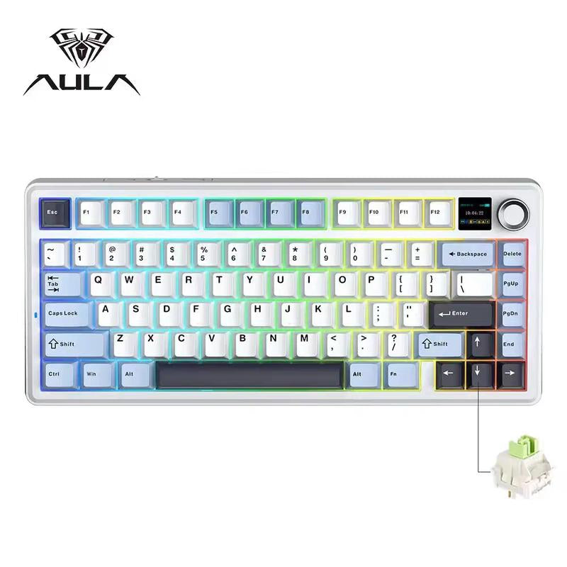 Aula F75 MAX Wireless Mechanical Keyboard with TFT Screen and Knob, Gasket Gaming Keyboard in 75% Layout, Hot Swappable, RGB Backlight, for Pc/Mac/Linux (Reaper Switch)