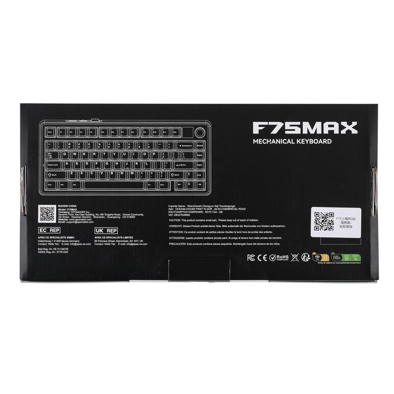 Aula F75 MAX Wireless Mechanical Keyboard with TFT Screen and Knob, Gasket Gaming Keyboard in 75% Layout, Hot Swappable, RGB Backlight, for Pc/Mac/Linux (Reaper Switch)