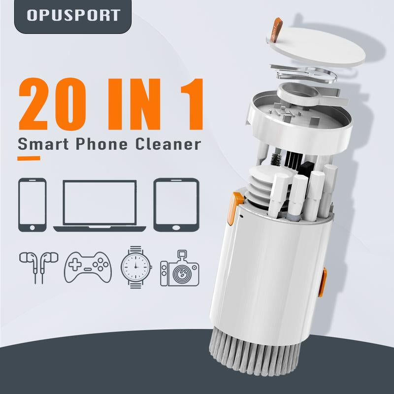 OPUSPORT｜20 in 1 Smartphone Cleaner Kit for Electronic Devices, Multifunctional Keyboard Cleaning Brush, Headphones Cleaner Kit for Airpods, Multi-Tool for Cleaning Laptop, Keyboard, Earbuds, Camera, Cellphones