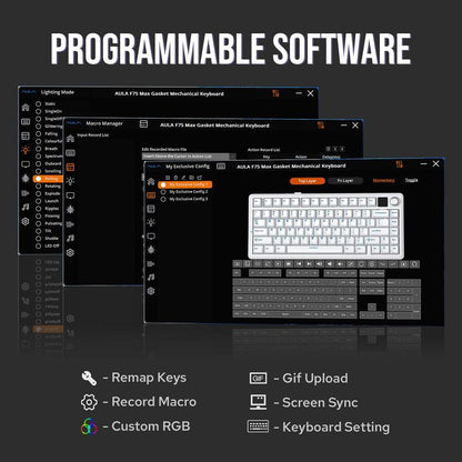 Aula F75 MAX Wireless Mechanical Keyboard with TFT Screen and Knob, Gasket Gaming Keyboard in 75% Layout, Hot Swappable, RGB Backlight, for Pc/Mac/Linux (Reaper Switch)