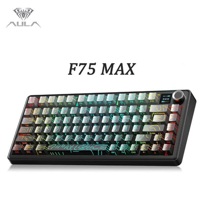 Aula F75 MAX Wireless Mechanical Keyboard with TFT Screen and Knob, Gasket Gaming Keyboard in 75% Layout, Hot Swappable, RGB Backlight, for Pc/Mac/Linux (Reaper Switch)