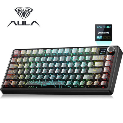 Aula F75 MAX Wireless Mechanical Keyboard with TFT Screen and Knob, Gasket Gaming Keyboard in 75% Layout, Hot Swappable, RGB Backlight, for Pc/Mac/Linux (Reaper Switch)