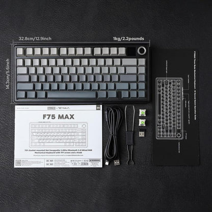 Aula F75 MAX Wireless Mechanical Keyboard with TFT Screen and Knob, Gasket Gaming Keyboard in 75% Layout, Hot Swappable, RGB Backlight, for Pc/Mac/Linux (Reaper Switch)